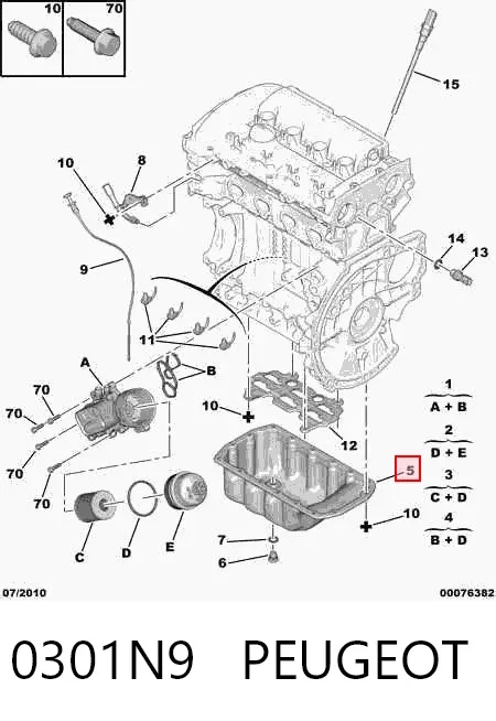 Cárter de aceite del motor 0301N9 Peugeot/Citroen