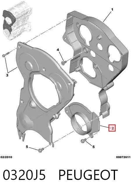 Tapa delantera del motor 0320J5 Peugeot/Citroen