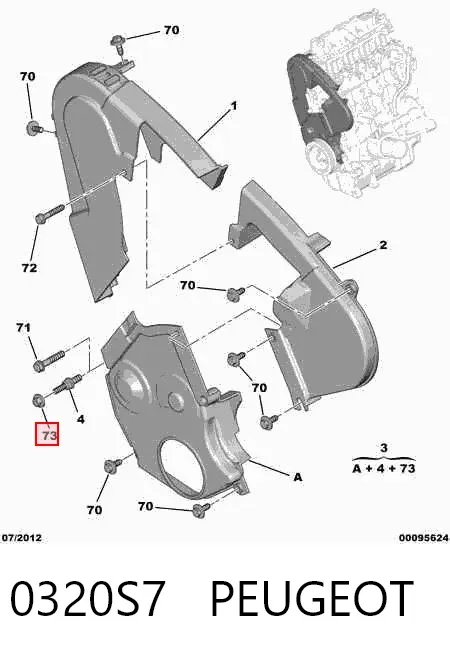 Cubierta inferior de la correa de distribución 0320S7 Peugeot/Citroen