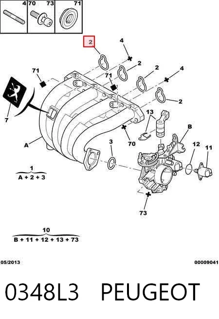 Junta de colector de admisión 0348L3 Peugeot/Citroen