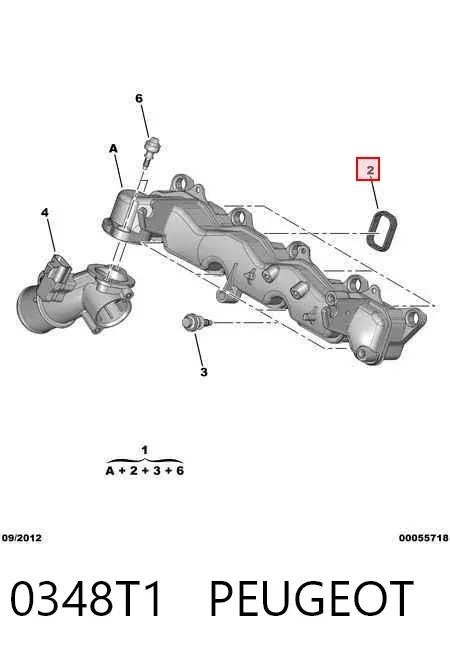 Junta de colector de admisión 0348T1 Peugeot/Citroen