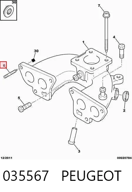 Espárrago del colector de admisión 035567 Peugeot/Citroen