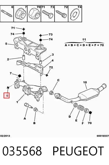 Espárrago del colector de escape 035568 Peugeot/Citroen