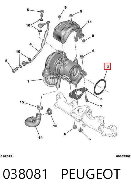 Junta de turbina de escape 038081 Peugeot/Citroen