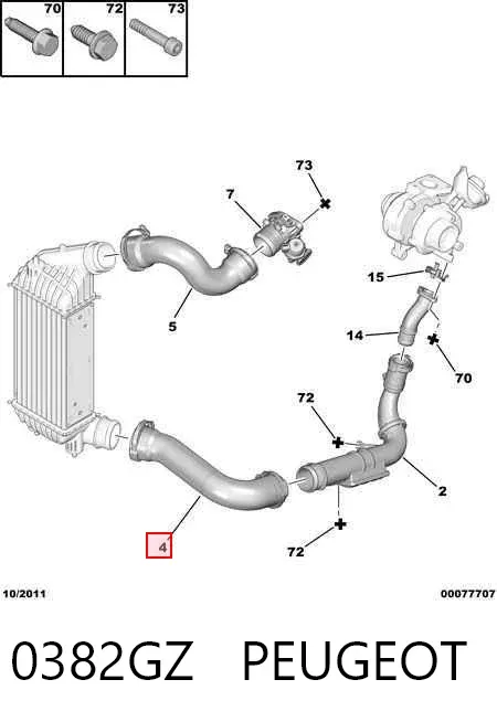 Tubo intercooler 0382GZ Peugeot/Citroen