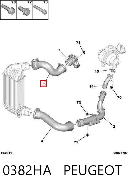 Tubo intercooler 0382HA Peugeot/Citroen
