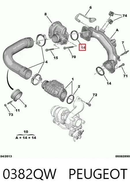 Junta de colector de admisión 0382QW Peugeot/Citroen
