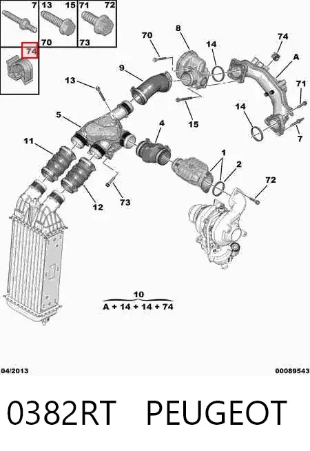 Tubo de admisión del cuerpo de mariposa 0382RT Peugeot/Citroen
