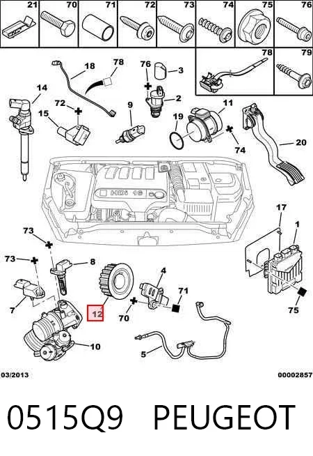Corona dentada del sensor de posición del cigüeñal 0515Q9 Peugeot/Citroen