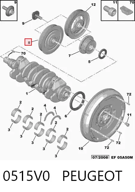 Polea de cigüeñal 0515V0 Peugeot/Citroen