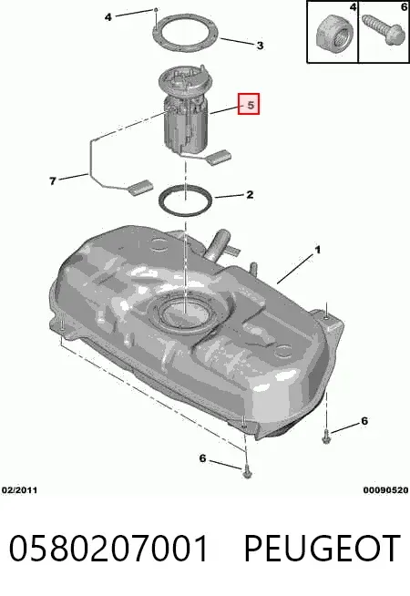 Bomba de gasolina 0580207001 Peugeot/Citroen