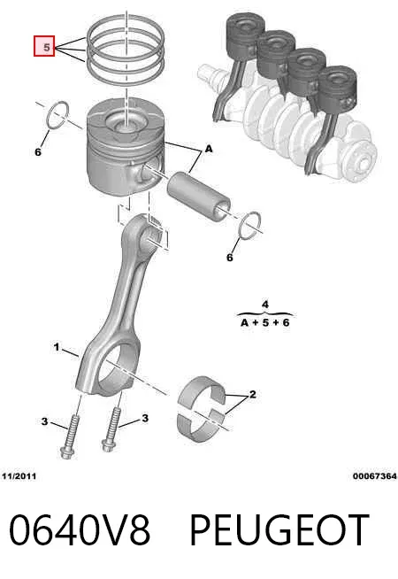 Juego de anillos de pistón, motor, STD 0640V8 Peugeot/Citroen