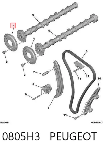 Piñón del árbol de levas PEUGEOT 0805H3