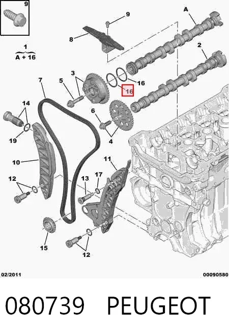 Retén delantero del árbol de levas Peugeot 308 SW I