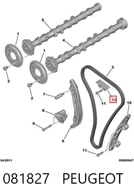 Tensor superior de la cadena de distribución 081827 Peugeot/Citroen