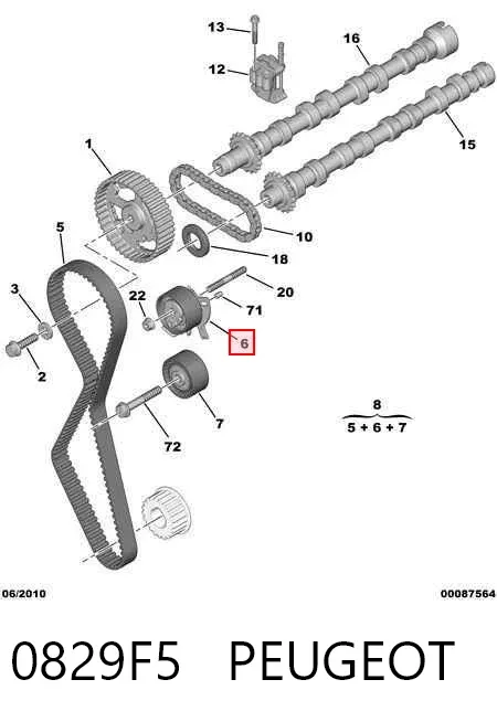 Tensor correa distribución 0829F5 Peugeot/Citroen