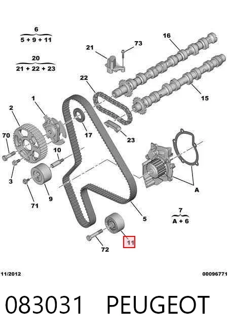 Polea correa distribución 083031 Peugeot/Citroen