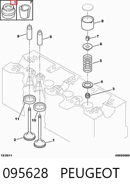 Juego de retenes de válvula de admisión y escape 095628 Peugeot/Citroen