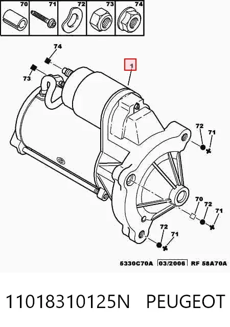 Motor de arranque 11018310125N Peugeot/Citroen