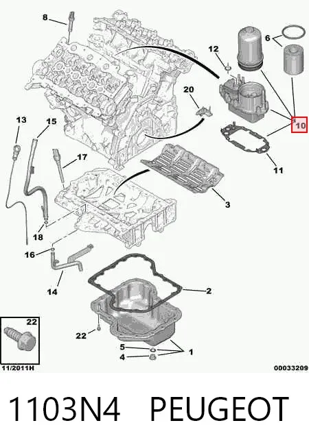 Portafiltro de aceite 1103N4 Peugeot/Citroen