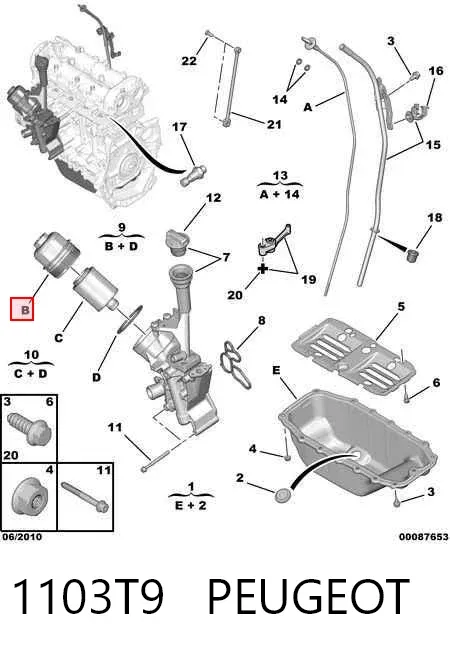 Tapa del filtro de aceite 1103T9 Peugeot/Citroen