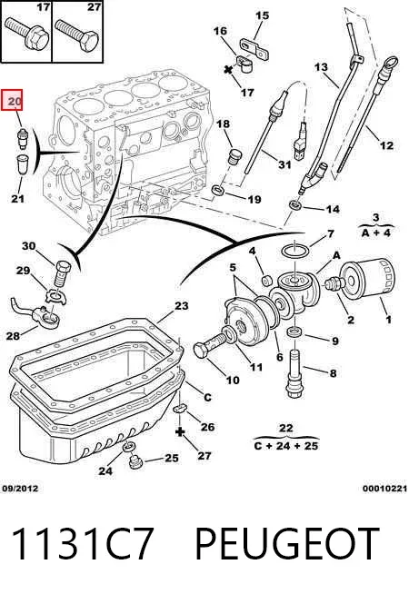 Sensor de presión de aceite 1131C7 Peugeot/Citroen