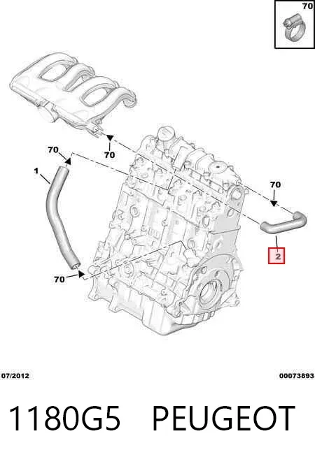 Tubo de ventilación del cárter 1180G5 Peugeot/Citroen