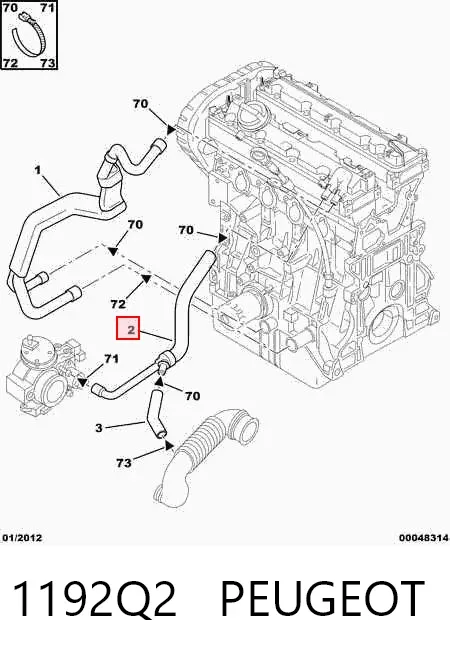 Tubo de ventilación del cárter 1192Q2 Peugeot/Citroen