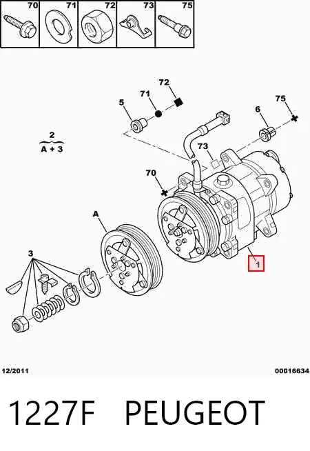 Compresor de aire acondicionado 1227F Peugeot/Citroen