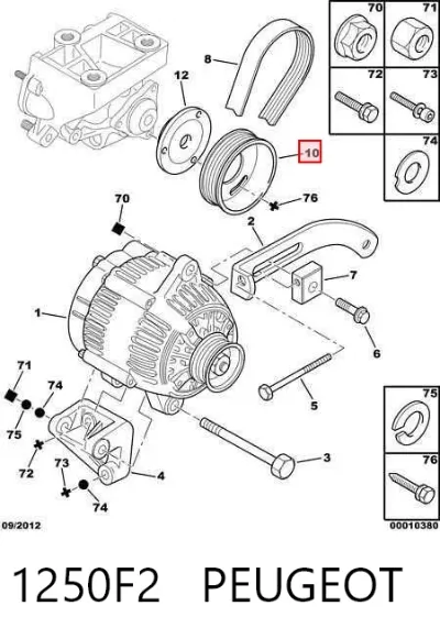 Polea de la bomba de agua PEUGEOT 1250F2