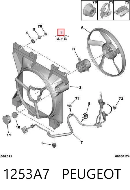 Ventilador de radiador 1253A7 Peugeot/Citroen