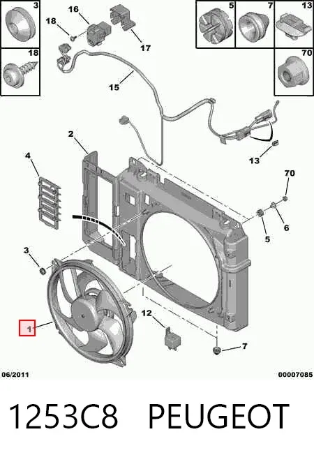 Ventilador del motor 1253C8 Peugeot/Citroen