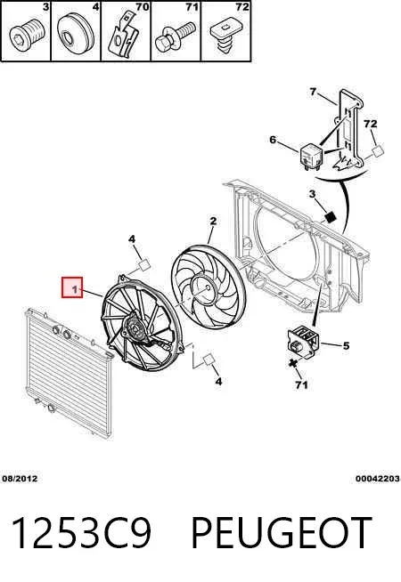 Ventilador del motor 1253C9 Peugeot/Citroen