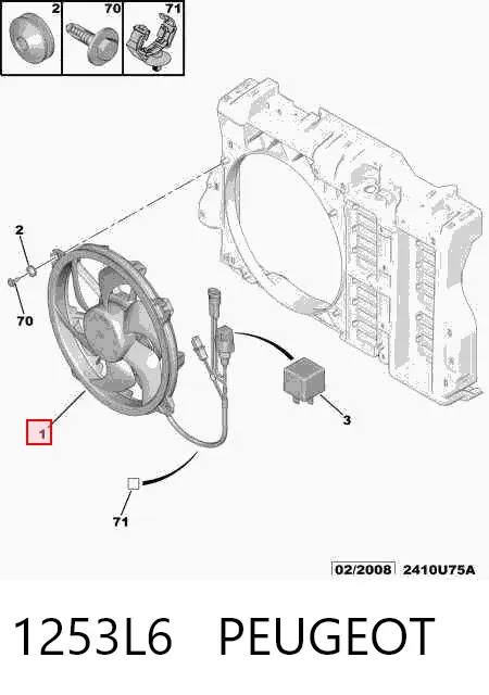 Ventilador del motor 1253L6 Peugeot/Citroen