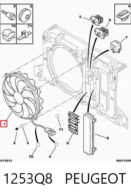 Ventilador eléctrico de refrigeración completo izquierdo (motor y hélice) 1253Q8 Peugeot/Citroen