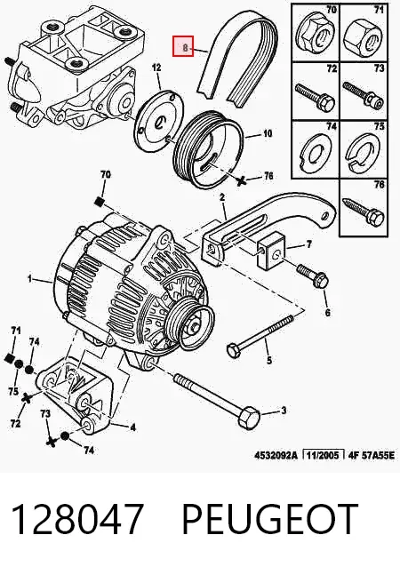 Correa de alternador 128047 Peugeot/Citroen