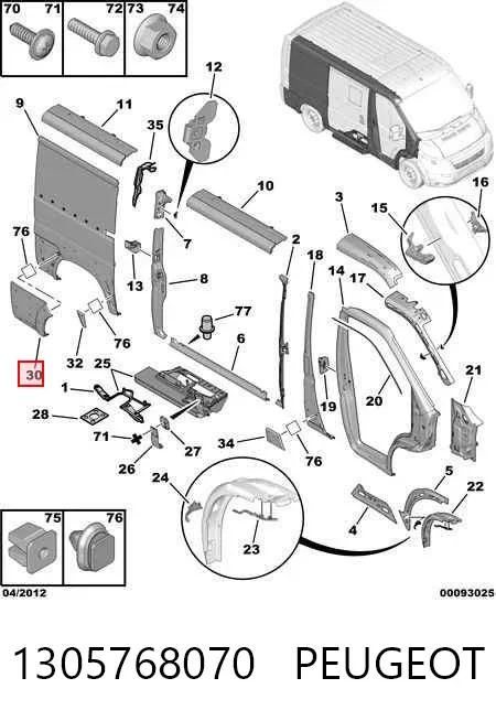 Moldura del guardabarros trasero derecho 1305768070 Peugeot/Citroen