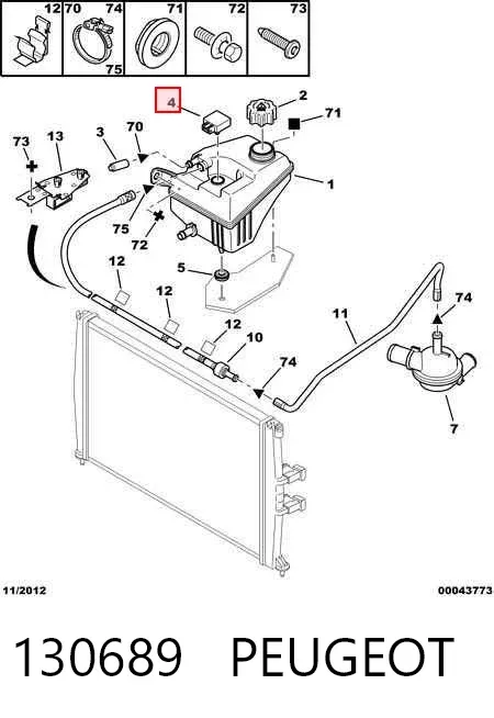 Sensor de nivel de refrigerante del depósito 130689 Peugeot/Citroen