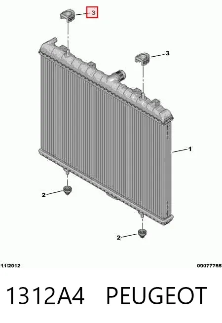 Soporte superior del radiador 1312A4 Peugeot/Citroen