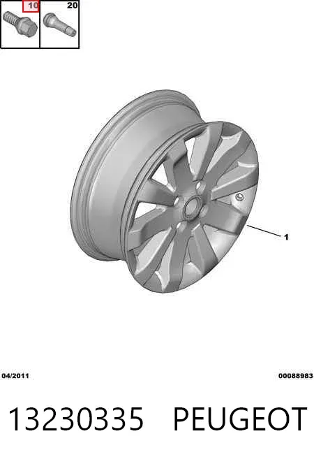 Tornillo de rueda 13230335 Peugeot/Citroen