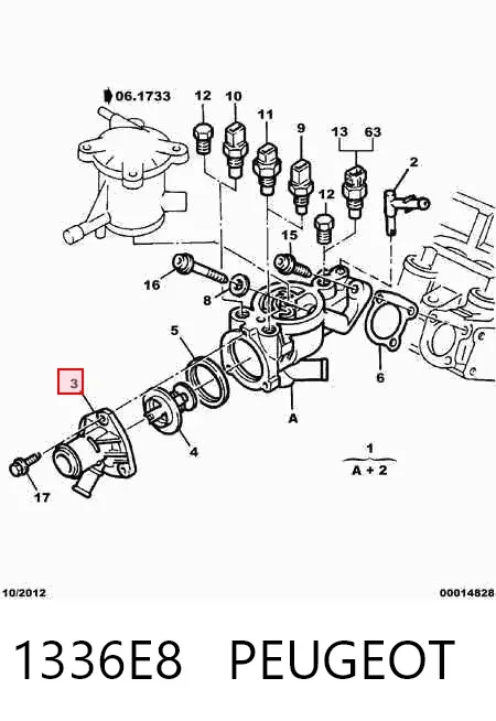 Brida del sistema de refrigeración (triple unión) 1336E8 Peugeot/Citroen