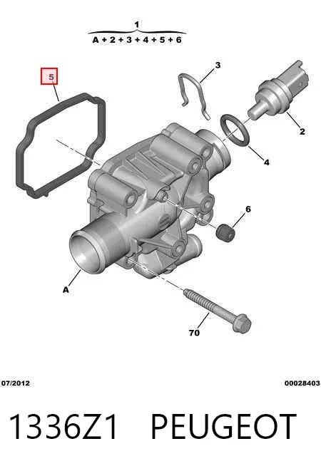 Junta de la carcasa del termostato 1336Z1 Peugeot/Citroen