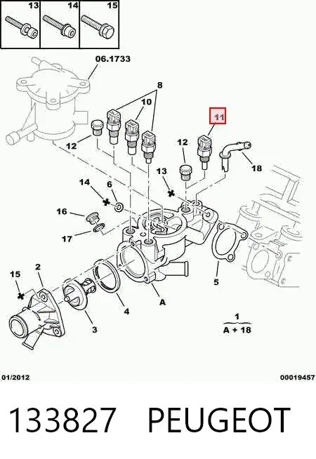 Sensor de temperatura 133827 Peugeot/Citroen