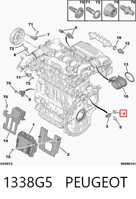 Junta de brida del sistema de refrigeración 1338G5 Peugeot/Citroen