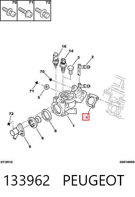 Junta de la carcasa del termostato 133962 Peugeot/Citroen
