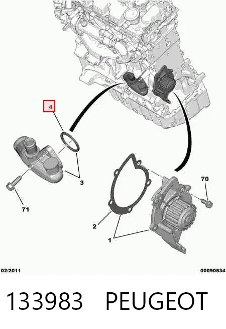 Anillo de estanqueidad del sistema de refrigeración 133983 Peugeot/Citroen