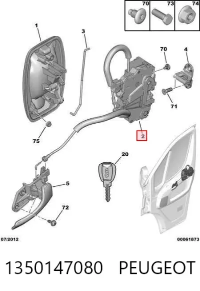 Cerradura de puerta delantera izquierda PEUGEOT 1350147080