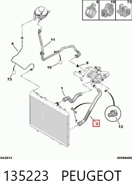 Manguera inferior del radiador 135223 Peugeot/Citroen