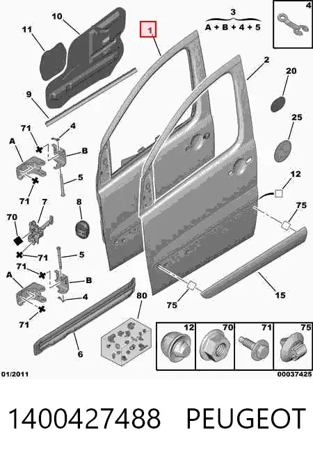 Puerta delantera izquierda 1400427488 Peugeot/Citroen