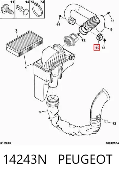 Junta de turbocompresor de admisión PEUGEOT 14243N